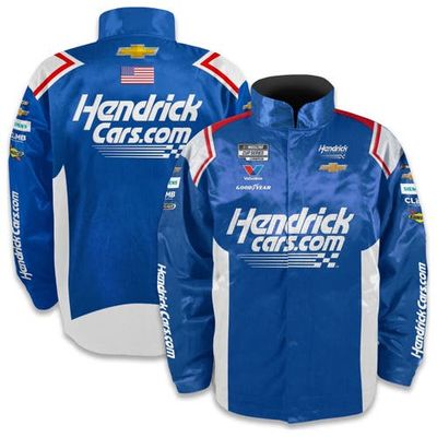 HENDRICK MOTORSPORTS TEAM COLLECTION Men's Hendrick Motorsports Team Collection Blue Kyle Larson Hendrickcars.com Full-Snap Nylon Uniform Jacket 