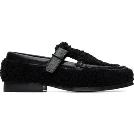 HEREU HEREU Black Alber Curly Shearling T-Bar Loafers