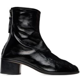 HEREU HEREU Black Juliol Crinkled Glossy Heeled Boots