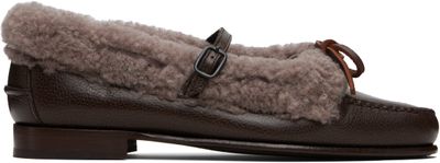 HEREU HEREU Brown Lorea Curly Shearling Loafers