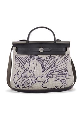 hermes Hermes Toile & Leather Pegase Pop Herbag Zip  31 Handbag
