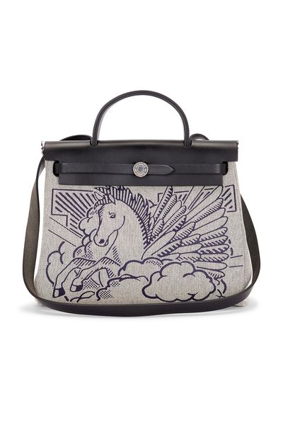 hermes Hermes Toile & Leather Pegase Pop Herbag Zip  31 Handbag