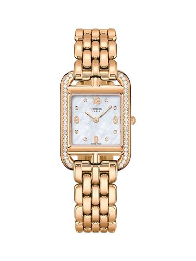 HERMÈS Women's Cape Cod 18K Rose Gold & 0.43 TCW Diamond Bracelet Watch/31MM