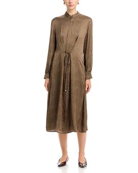 Herno Herno Check Print Tie Waist Satin Dress