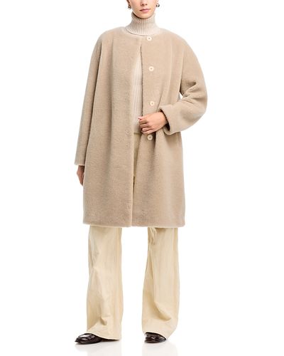 Herno Herno Collarless Wool-Blend Teddy Long Coat