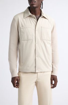Herno Herno Cotton Knit Suede Effect Sweater-Jacket