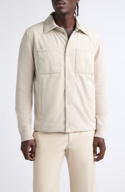 Herno Herno Cotton Knit Suede Effect Sweater-Jacket
