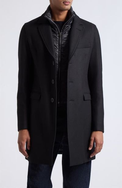 Herno Herno Diagonal Wool Blend Topcoat with Removable Bib
