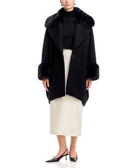 Herno Herno Faux Fur Collar Wool-Blend Velour Coat