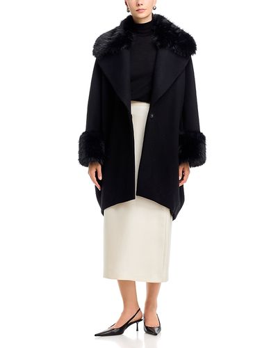 Herno Herno Faux Fur Collar Wool-Blend Velour Coat