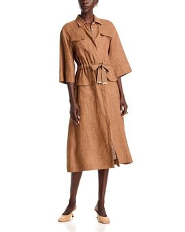 Herno Herno Linen Tie Waist Midi Dress