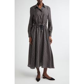 Herno Herno Logo Print Long Sleeve Silk Shirtdress