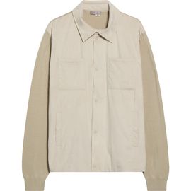 Herno Herno Mixed Media Cotton & Suede Effect Sweater Jacket