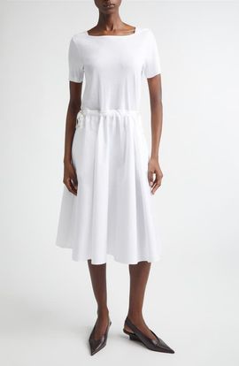 Herno Herno Mixed Media Drawcord Waist Dress
