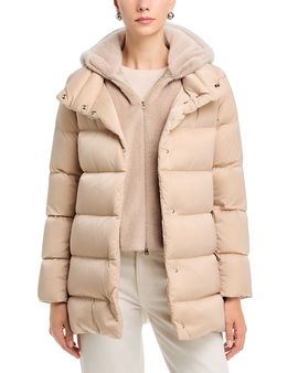 Herno Herno Mixed Media Faux Fur Trim Puffer Jacket