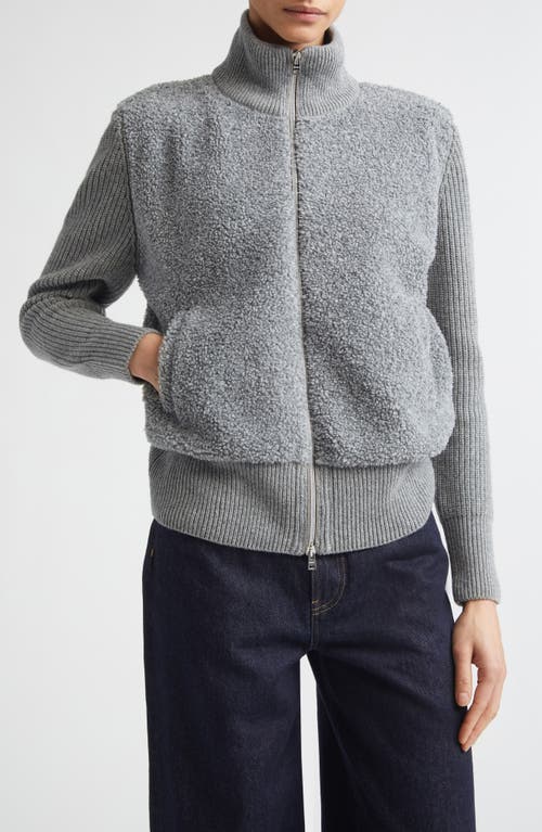 Herno Herno Mixed Media Wool Rib & Curly Fleece Cardigan