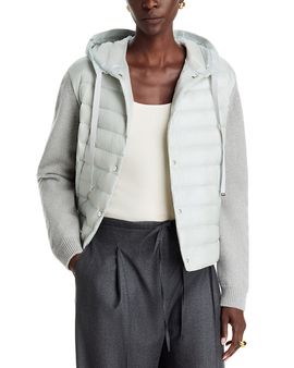 Herno Herno Quilted Hooded Mixed Media Coat