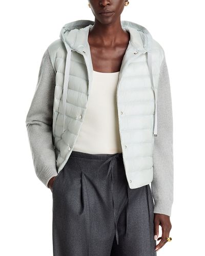 Herno Herno Quilted Hooded Mixed Media Coat