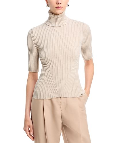 Herno Herno Turtleneck Short Sleeve Rib Knit Wool Sweater