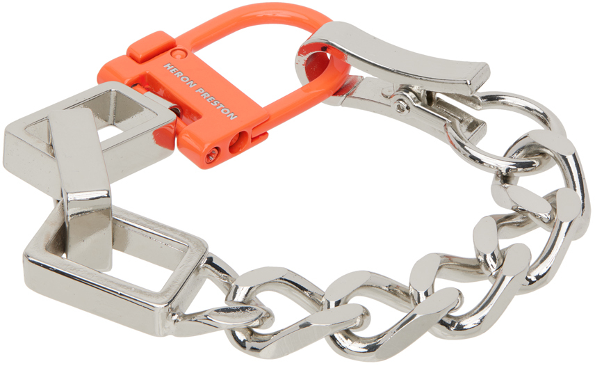 Heron prestonステンレススチール ウォレットチェーン シルバー Heron Preston - Silver Multichain Square Bracelet