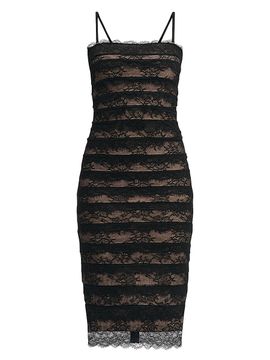 Hervé Léger Women's The Dara Lace Stripe Midi-Dress