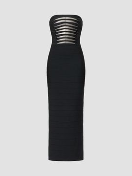 Hervé Léger Women's The Metallic Kayla Bandage Strapless Gown