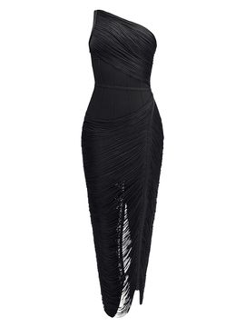 Hervé Léger Women's The Tyra Fringe One-Shoulder Gown