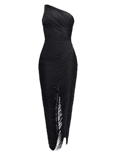 Hervé Léger Women's The Tyra Fringe One-Shoulder Gown