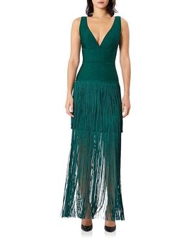 Herve Leger Herve Leger Tiered Fringe Gown