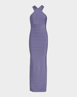Herve Leger Icon Halter Cross Back Gown