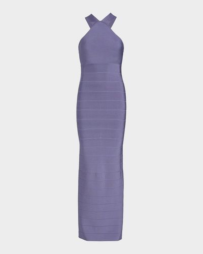 Herve Leger Icon Halter Cross Back Gown