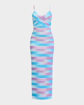 Herve Leger The Cara Ombré Stripe Gown