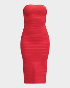 Herve Leger The Cassidy Strapless Midi Bodycon Dress