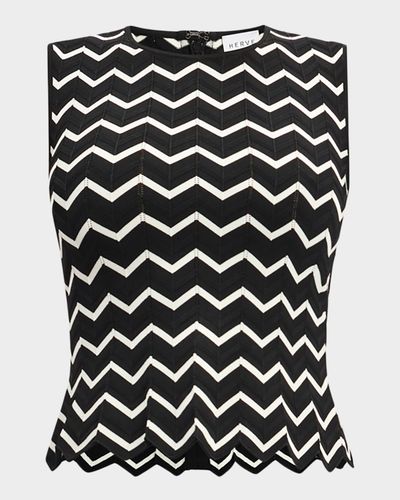 Herve Leger The Giana Chevron Knit Top