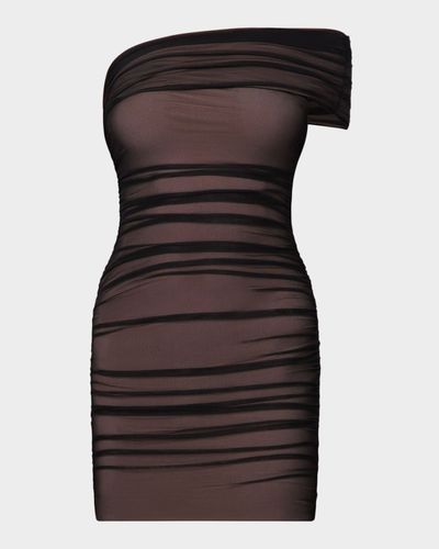 Herve Leger The Oralie Ruched Mesh Mini Dress