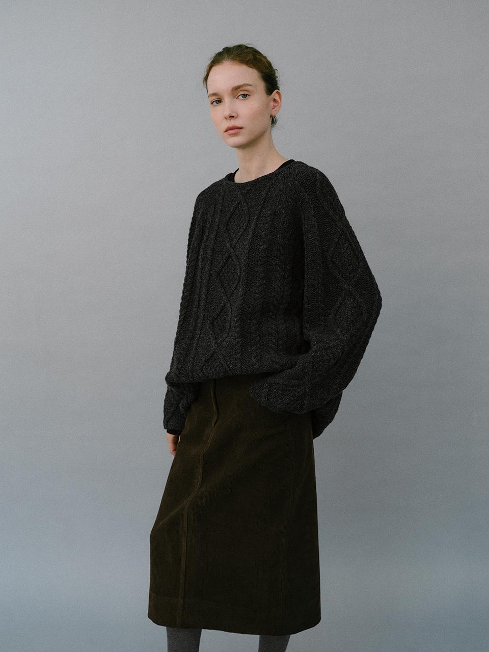 HESS Corduroy Cotton Minimalist Skirt [Brown]