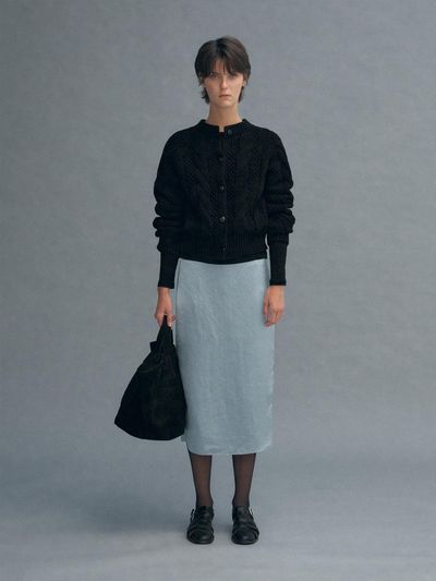 HESS Cotton Cable Knit Cardigan - Black