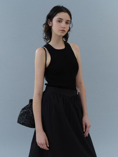 HESS Halterneck Knit Sleeveless Top - Black