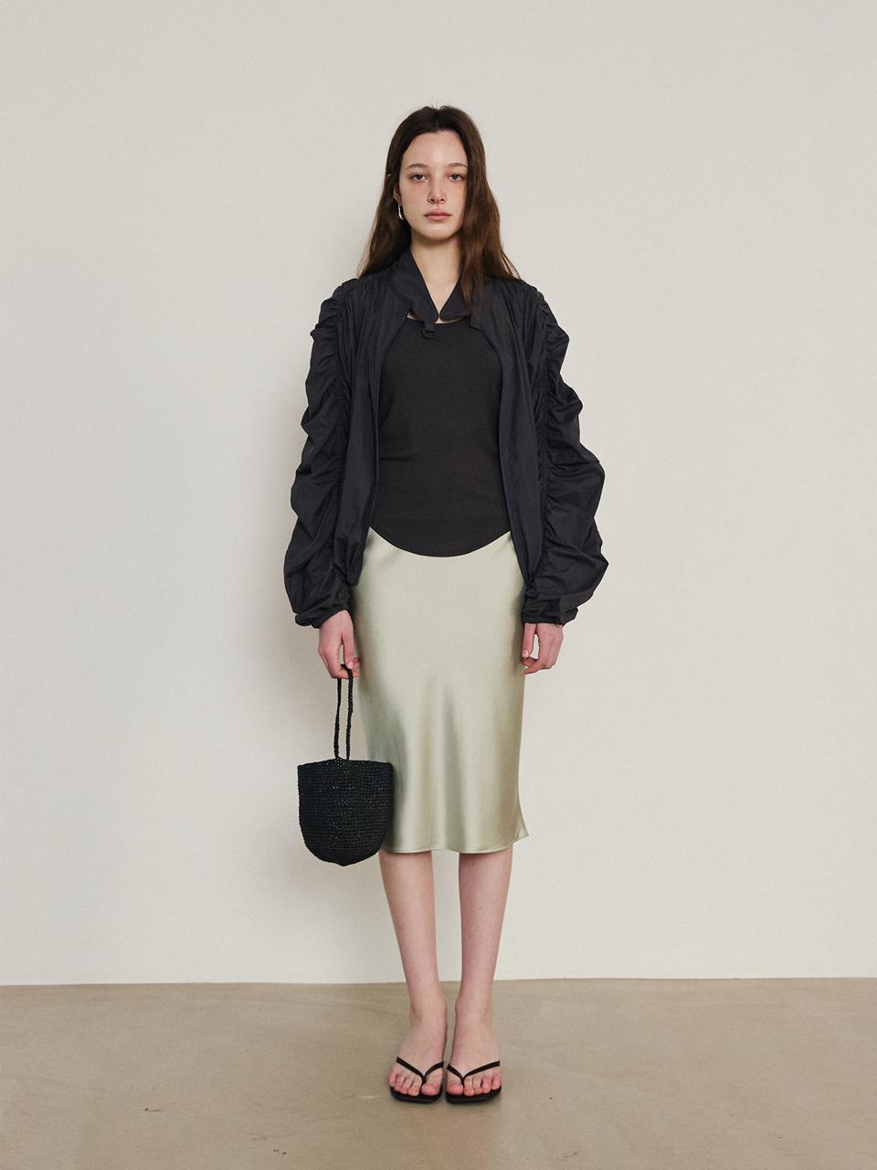 HESS Satin Midi Skirt [GREEN]