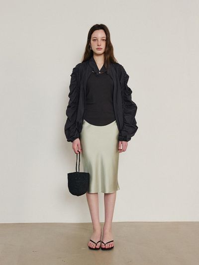 HESS Satin Midi Skirt [GREEN]