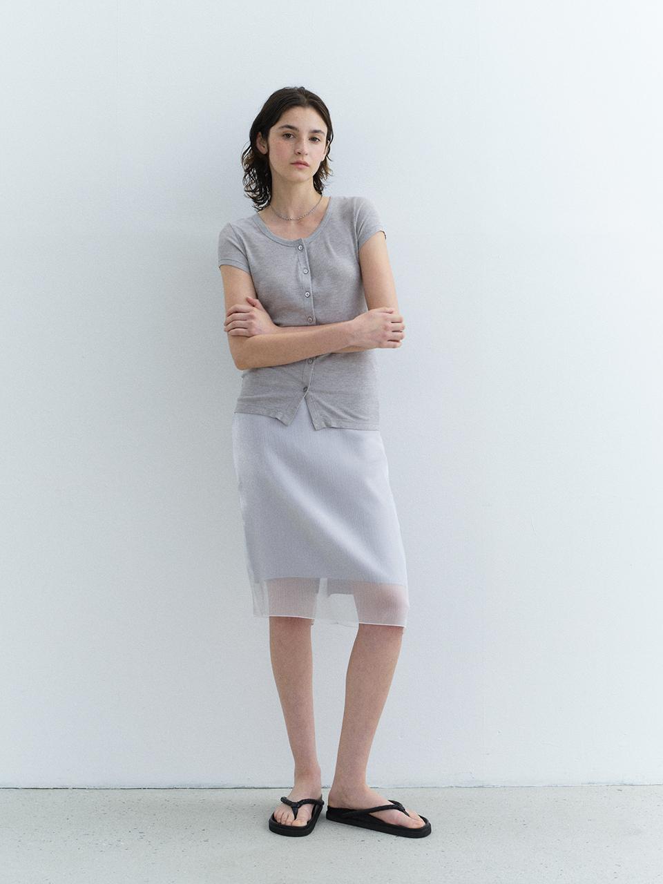 HESS Silk Ribbed Cardigan - Gray