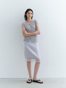 HESS Silk Ribbed Cardigan - Gray