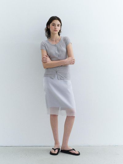 HESS Silk Ribbed Cardigan - Gray