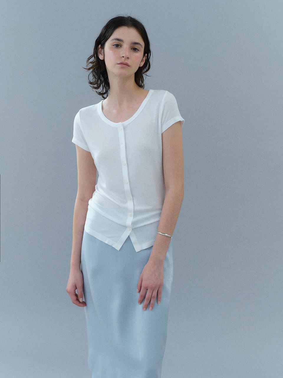 HESS Silk Ribbed Cardigan - White