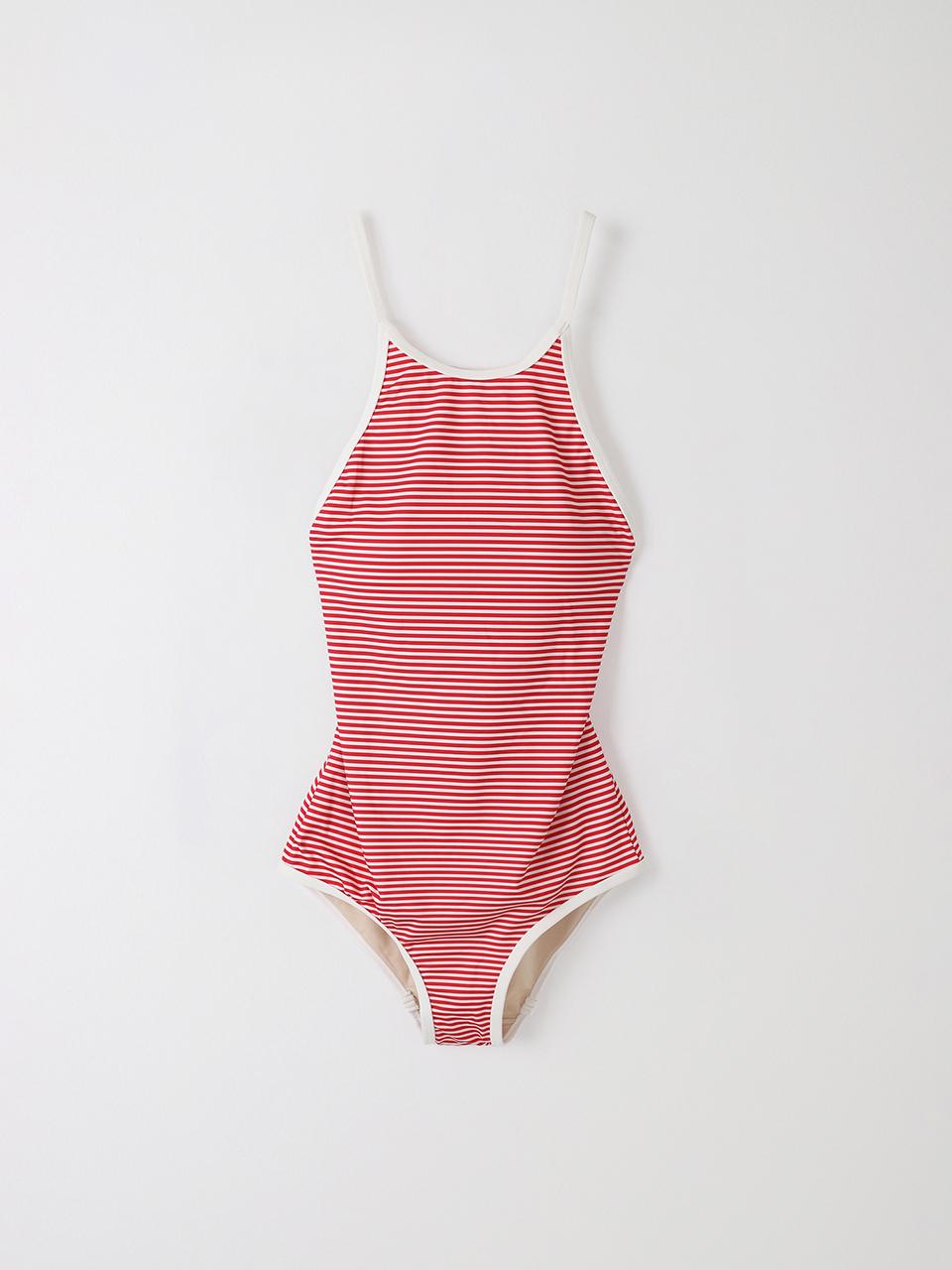 HESS Striped Halter Neck Adjustable Strap Swimsuit