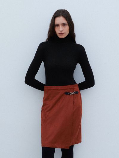 HESS Suede Buckle Skirt - Brick