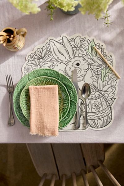 Hester & Cook Bunny Wreath Coloring Paper Placemats, Set of 12