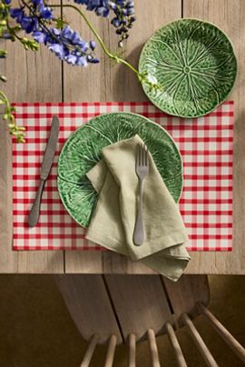 Hester & Cook Red Gingham Paper Placemats, Set of 18