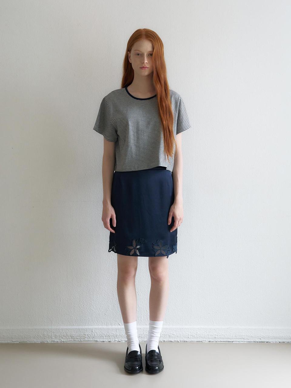 hetherment routine stripe crop t-shirts (melange)