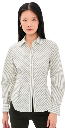 HEVRON HEVRON Drexel Stripe Shirt Ivory Stripe
